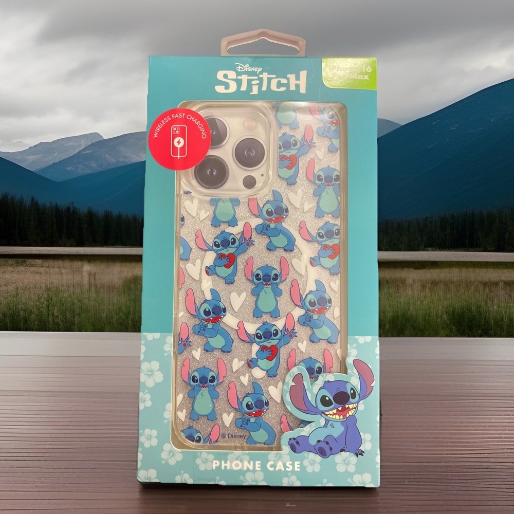 New Disney Stitch iPhone 16 pro max Phone Case‎ Valentine Day Gift hearts kisses